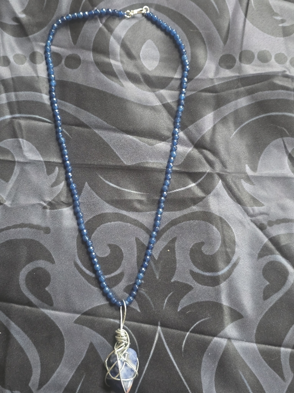 Lapis Lazuli Beans And Pendant Home Made Wire Wrapped Stone